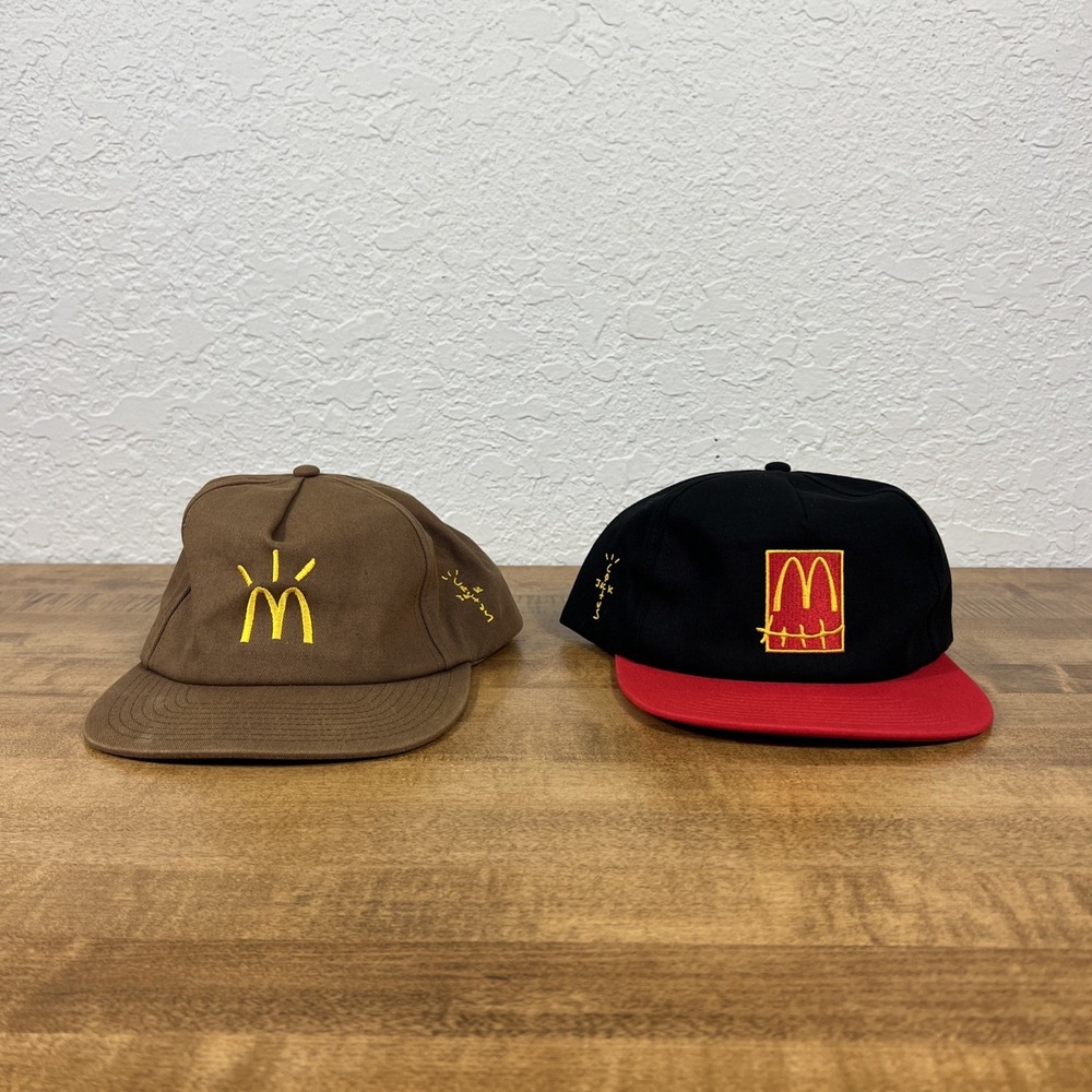 Travis Scott x McDonalds Arches Cactus Jack Black/Red & Brown SnapBack Hat Lot
